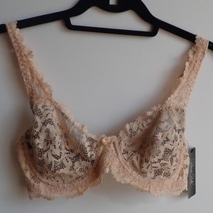 Rene Rofe 34B NWT Pink Black Lace Bra Bralette
